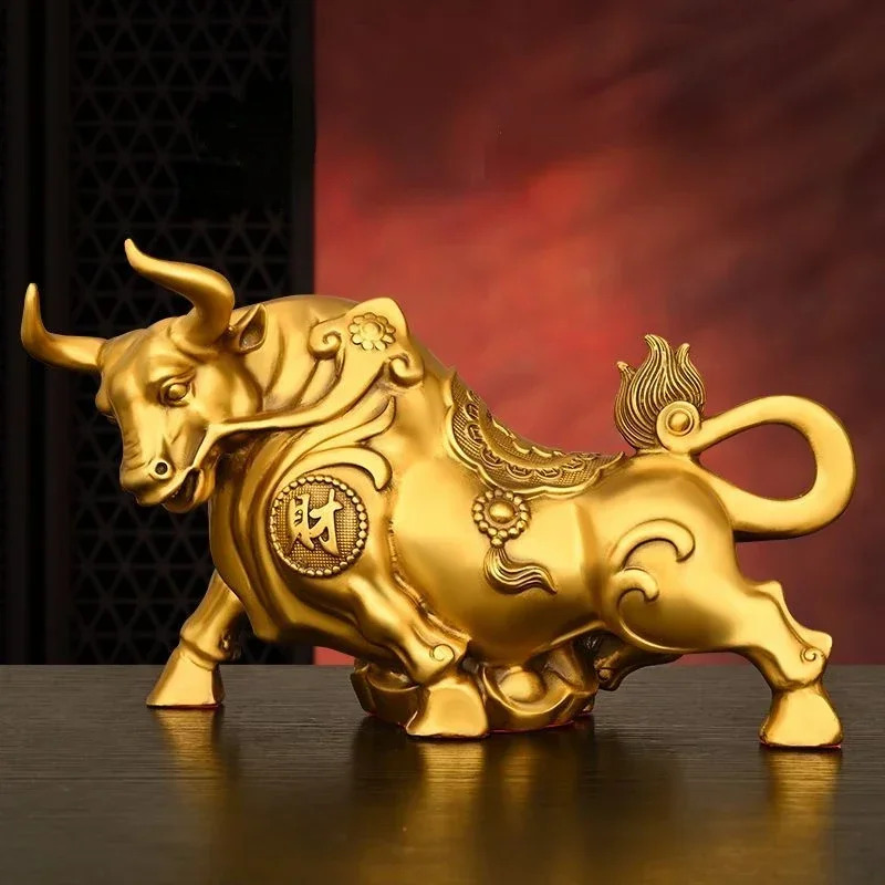 Home Office Marketing - Ornamen Sapi Tembaga Feng Shui, Patung
