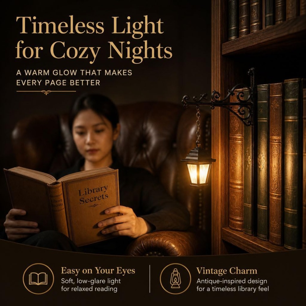 Home Office And Library - Lampu Baca Mini Vintage Bentuk Lentera,