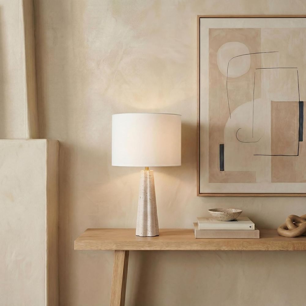 Home Office Or - Lampu Meja Travertine/Putih 25 inci dengan