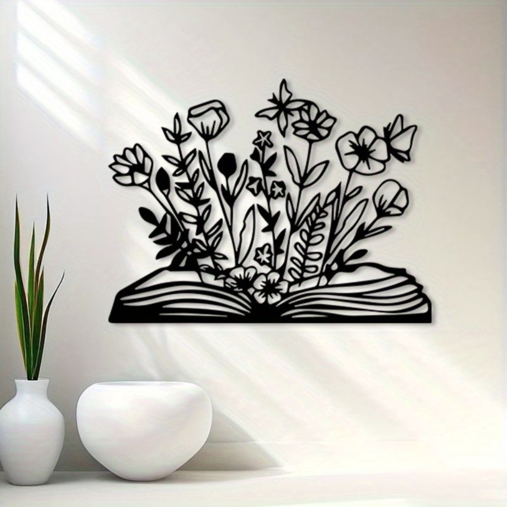 Home Office And Library - Seni Dinding Logam HL Bertema Bacaan,