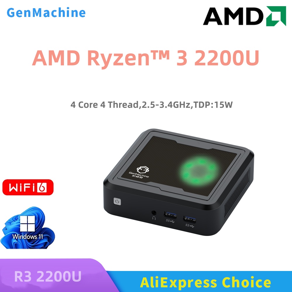 Home Office Windows 11 - Genmachine Mini PC AMD Ryzen R3-2200U