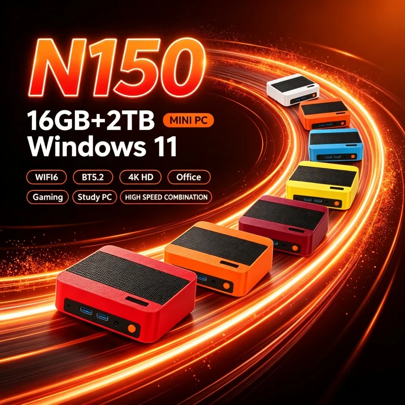 Home Office Windows 11 - Intel N150 Mini PC Desktop Warna-warni