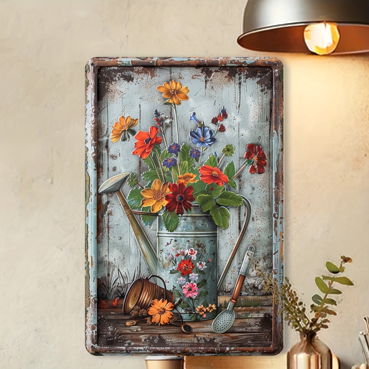 Home Office And Library - Papan tanda logam bermotif bunga retro