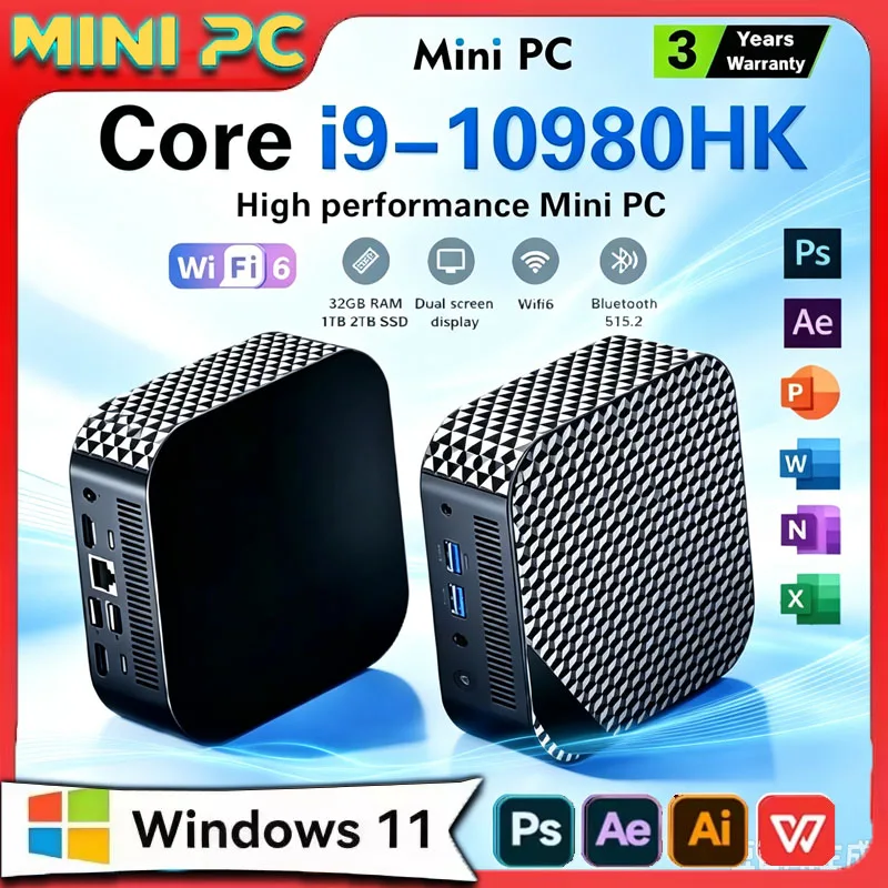 Home Office Windows 11 - PC Gaming Mini Kompak Intel I9