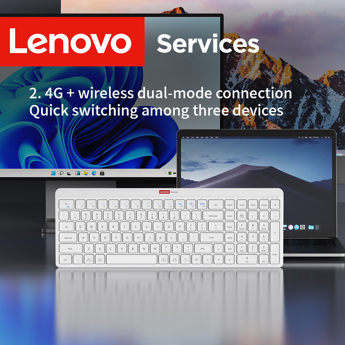 Keyboard Nirkabel Lenovo Dual  - Home Office Uk ulasan dan harga