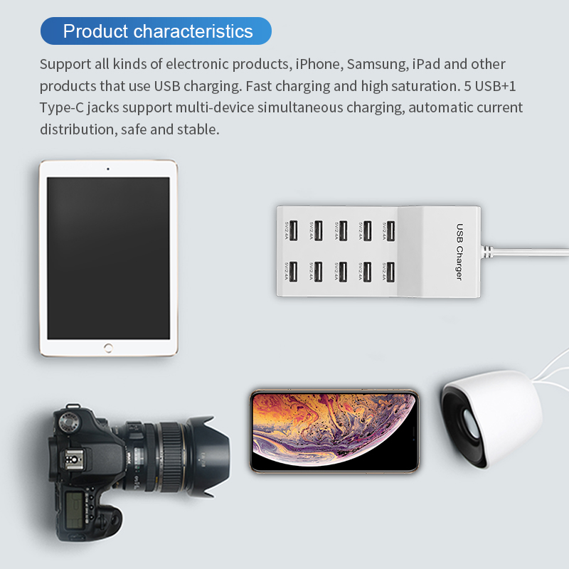 Hub USB 10 Port Pengisi Daya C - Home Office Uk ulasan dan harga