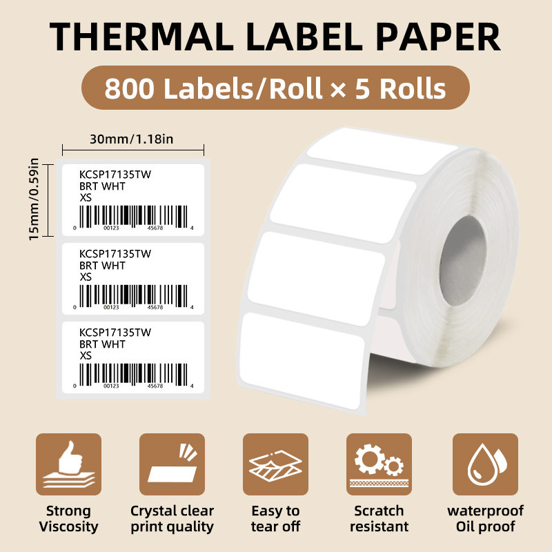 5 Gulungan Stiker Label Putih, - Label Maker Machine ulasan dan harga