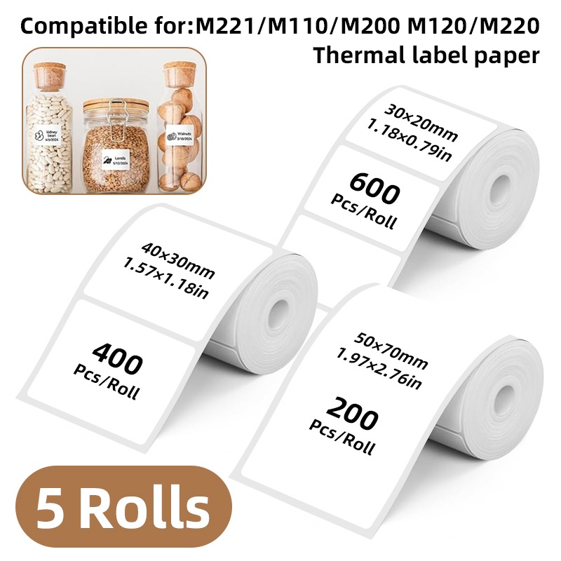 5 Gulungan Stiker Label Putih, - Label Maker Machine ulasan dan harga